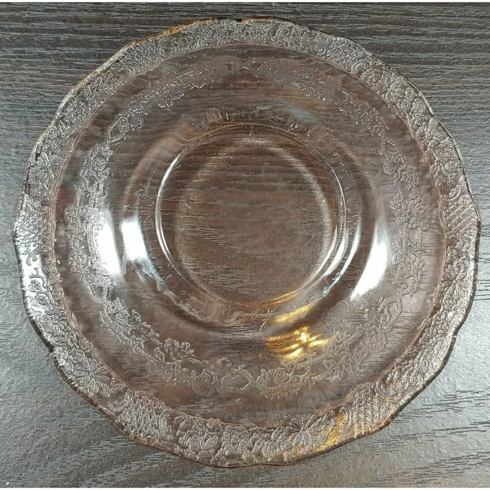 Vintage Federal Depression Glass Pink Abstract Round Shaped Underplate For Bowl